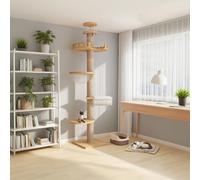 Cat Tree Floor to Ceiling，Wooden Cat Tower, Modern Height Adjustable Cat Condo（6-9.5ft）, Wood Cat Tree, Cat Climbing, Cat Lover Furniture