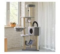 Cat Tree For Indoor Activity Cat Tree Sisal Scratching Post Kitten Furniture Plush Condo Playhouse With Dangling Toys Cats Activity Centre(Grey)