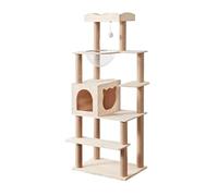 Cat Tree For Indoor Activity Solid Wood Cat Climbing Frame Multifunctional Tree Tower Hemp Rope Scratching Post Perches House(40 * 60 * 147cm)