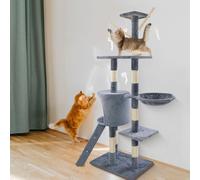 Cat Tree for Indoor Cats,139cm Cat Scratching Post Multi-Level Stable Cats Play Tower with Condos, Sisal Scratching Posts, Plush Toy, Cat Stands Pet Activity Centre Furniture, 50x35x139cm, Grey