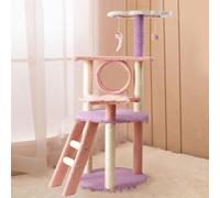 Cat Tree for Indoor Cats, Cat Tower with Scratching Post, Modern Kittens Cute Furniture, Multi-Level Plush Bed Perches, and Interactive Dangling Ball for Small Pet Play (A L)