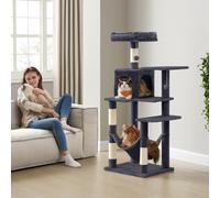 FEANDREA Cat Tree Multi-Level Plush Cat Condo, 55x45x143cm, Smoky Grey