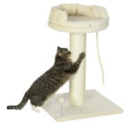 PawHut 83cm Cat Tree, Cat Tower for Indoor Cats w/Sisal scratching posts, Enlarged Kitten Bed, Ball & String Toy - Cream