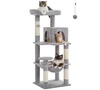 Cat Tree for Large Cats with Metal Hammock, Indoor Cat Tower with Condo House, Scratching Posts and Large Top Perch, 56.3 Inches, Dark Gray