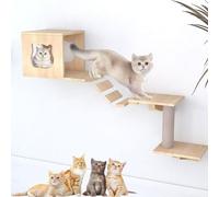 cat tree， Indoor Solid Wood Wall-Mounted Cat Climbing Frame, Free Combination of Aerial Suspension Bridge, Jumping Platform(S6)