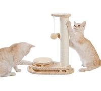 Cat Tree, Interactive Wooden Cat Toy Double Layer Rotating Smart Track Ball Cat Scratching Post with Dangling Ball Pet Interactive Toys