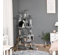 PawHut Cat Tree for Indoor Cats, 173 cm Cat Tower Scratching Post, Tall Climbing Tower, Activity Centre House, Grey