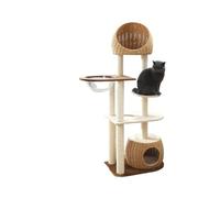 cat tree, Large Fat Cat Climbing Frame House Integrated High-Rise Easy To Maintain Rattan Woven Four Seasons Space Capsule,parts(Default)