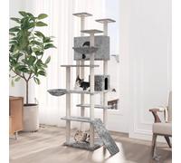 Cat Tree Light Grey 191cm Engineered Wood Plush Sisal Multi-Level Tower for Cats