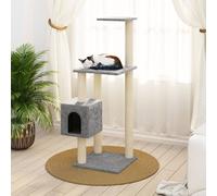 Cat Tree Light Grey 42x42x104cm Engineered Wood Plush Sisal Scratching Posts Hub