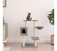 Cat Tree Light Grey 82.5cm Plush & Sisal on Engineered Wood Tower Multi