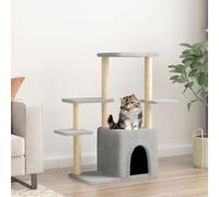 Cat Tree Light Grey 97.5cm Plush Sisal Multi-Level House Tower for Cats Cozy XL