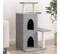 Cat Tree Light Grey 97cm Engineered Wood Plush & Sisal Multi-Level Tower Deluxe