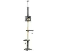 Cat Tree Light Grey Particle Board 217cm Tall 40x40cm 4-Tier Plush Condo w/ Post