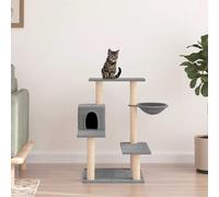 Cat Tree Light Grey Plush Sisal Multi-Level Condo House Stable 72.5x59.5x82.5cm