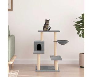 Cat Tree Light Grey Plush Sisal Multi-Level Condo House Stable 72.5x59.5x82.5cm