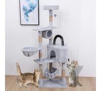 Cat Tree,Modern Cat Tower Large Cats Kitten,61-Inch Cat Tower for Indoor Cats,Plush Multi-Level Cat Condo,Kitty Condo Climbing Furniture Heavy Duty,Vesper Cute Castle with Scratching Post & Ramp Grey