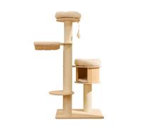 Cat Tree, Modern Cats Activity Center Tower, Multi Level Kitty House Condos with Dangling Toys, Natural Solid Wood Scratching Post for Kittens Cats(168cm)