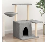Cat Tree Multi-Level Light Grey Plush Sisal House Tower Engineered 84.5x57x83 cm