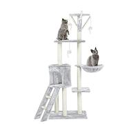 Cat Tree Multi-Level Stable Climbing Tower With Ladder, Scratch Post, Activity Trees, Furniture Play House for Kitty Kitten, Indoor Pet Activity (Light Grey - 49 * 35 * 138cm)