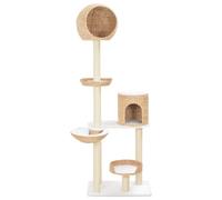 Cat Tree Natural Seagrass & Soft Plush with Sisal Rope 180cm House Baskets Cozy