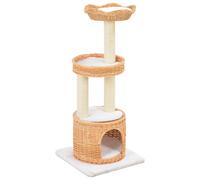 Cat Tree Natural Willow & Soft Plush with Sisal Rope 94cm 2 Baskets House +Remov
