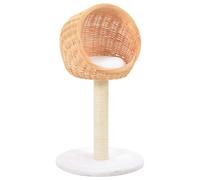 Cat Tree Natural Willow Wood & Plush with Sisal Rope 73 cm Basket Cushion Cuddly