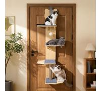 Cat Tree Over The Door, 4-Levels Hanging Cat Shelf with Soft Mat, Door Mounted Cats Tree Tower with Scratching Post, Space Saving Hanging Climber for Indoor Cats 1