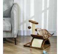 Cat Tree Plush Scratcher Kitty Activity Play Center Top Bar Tunnel Dangling Ball PawHut Brown 40cm