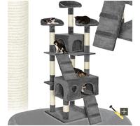 Tectake Cat Tree Mogli - 170 Cm, Sisal Cat Scratching Post - Grey