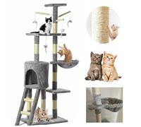 Cat Tree Scratching Post Activity Centre Cats Climbing Tower 140cm with Heavy Duty Sisal Cozy Condo for Indoor Cats Play and Rest Grey