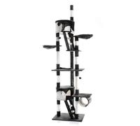 Cat Tree Scratching Post Climbing Tree 240-260cm in Black/White with Caves, Hammocks and Platforms