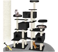 Tectake Cat Tree Entissar - 214 Cm, Sisal Cat Scratching Post - Black