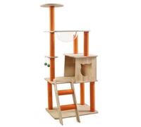 cat tree， Space Capsule Enclosed Cat Bed Noisy Hanging Ball Toy for Climbing Resting Entertainment Condo