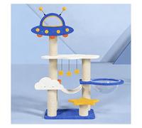 Cat Tree Space Capsule Thickened Base Plate with Stairs Spacious Cat Bed Multi-Level Platforms Cat Tower Flying Saucer Platform with Jingle Bell Toy Kraft Paper Rope Scratching Post Fluffy-Covered
