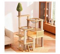 Cat Tree Spacious Cat Nest High-transparency Space Capsule Sisal and Fluffy Scratching Posts Cat Tower Thickened Wooden Base Board Load-bearing with Jump Platforms and Observation Deck