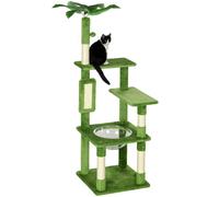 Cat Tree Tower 142cm Green Particle Board Plush Sisal Rope Hammock Platforms XL