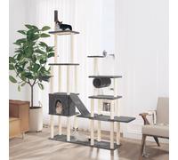 Cat Tree Tower 279cm Cat Scratching Post Multi Level Large Grey