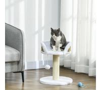 Cat Tree Tower Activity Centre with Scratching Posts Dangling Ball Perch PawHut White One Size