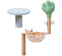 Cat Tree Tower, Cactus Cat Hammock House, 15.35x15.35x32.68 In, Removable Activity Center, Climber Stand Cozy Space, Interactive Pet Climber for Indoor Cats & Kittens (Multicolor)