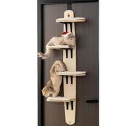 Cat Tree Tower, Door Hanging Cat Shelf, 4-levels Versatile Cat Climber Shelves for Indoor Cats, Over The Door Cats Perch & Climber, Pet Jump Shelf, Cats Tree Doors Hanger Mounted Shelves