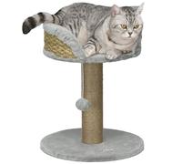 Cat Tree Tower Grey 49x40x40cm Particle Board Plush Jute Rope High Wall Bed 35cm