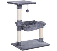 Cat Tree Tower Grey Plush Sisal Scratching Posts 70cm Hammock Perch 50x36x70cm.