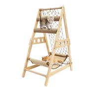 Cat Tree Tower Indoor Freestanding Triangle Cats Climbing Frame 25.6 * 15.7 * 33.5in Wood Color Furniture Activity Centre Climbing Tree Ladder Cat Activity Centre for Large and Small Cats