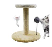 Cat Tree Tower, Large Cats Scratching Post, Velvet, Wood Interactive Pet Activity Tree with and Spring Ball, Safe Tilt Protection for Kittens and Large Cats, 26x26x28cm