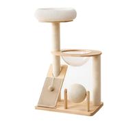 Cat Tree Tower, Modern Kitty Stand with Transparent Capsule, Tall Pussy Trees with Scratching Posts, Indoor Kitten Climbing Frame for 1 2 Cats(96cm)