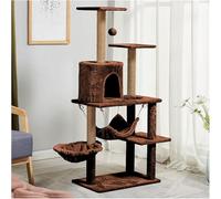 Cat Tree Tower Multi-Level Kitten Condo with Scratching Posts and Covered with Soft Plush for Small Cats Kittens Play Rest (Color : Brown)