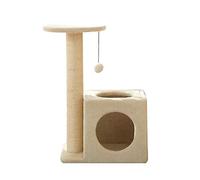Cat Tree Tower - Simple Installation Cat Nest with Integrated Climbing Frame and Sisal Grab Post - Perfect for Small Cats - Beige - 50x30x64cm