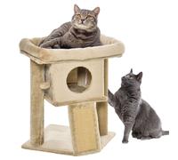 Cat Tree Tower W/ Jute Scratching Pad, Toy Ball, Cat House 66x38x88 cm - Coffee