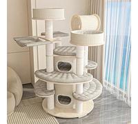 Cat Tree Tower with Space Capsule & Scratching Posts - 207cm/170cm/192cm/ Tall Solid Wood Cat Playground for Indoor Cats - Easy to Clean, Stable Base (94 * 94 * 170cm)